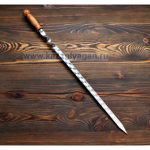 Шампур для люля кебаб с деревянной ручкой, 40см рабочая длина  ( ширина 2см. общая длина 62см)
