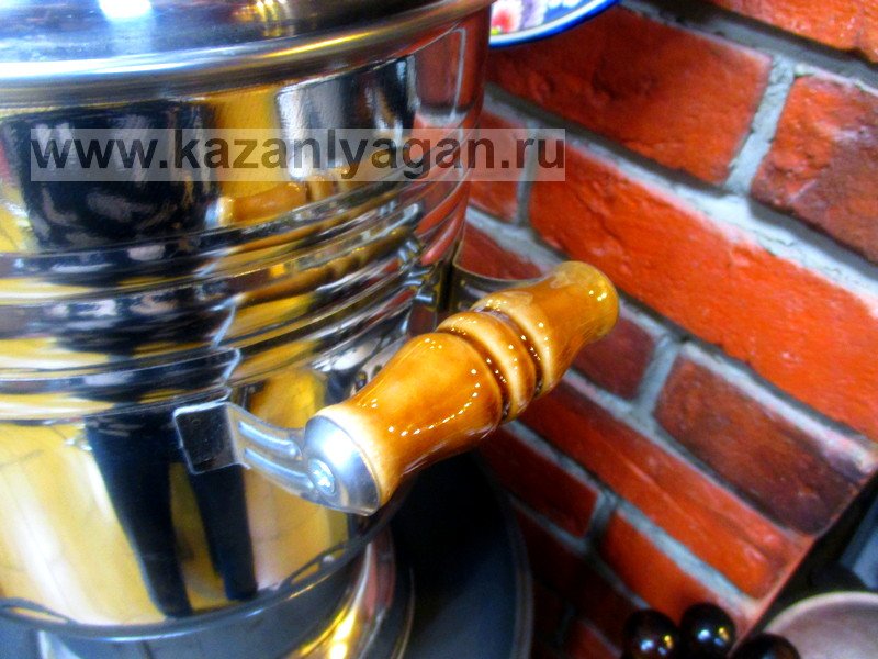 Турецкий самовар на дровах, объем 6л, керамические ручки